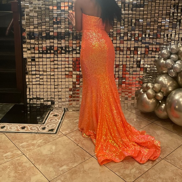 Orange Sequenced Prom Dress - Picture 2 of 2